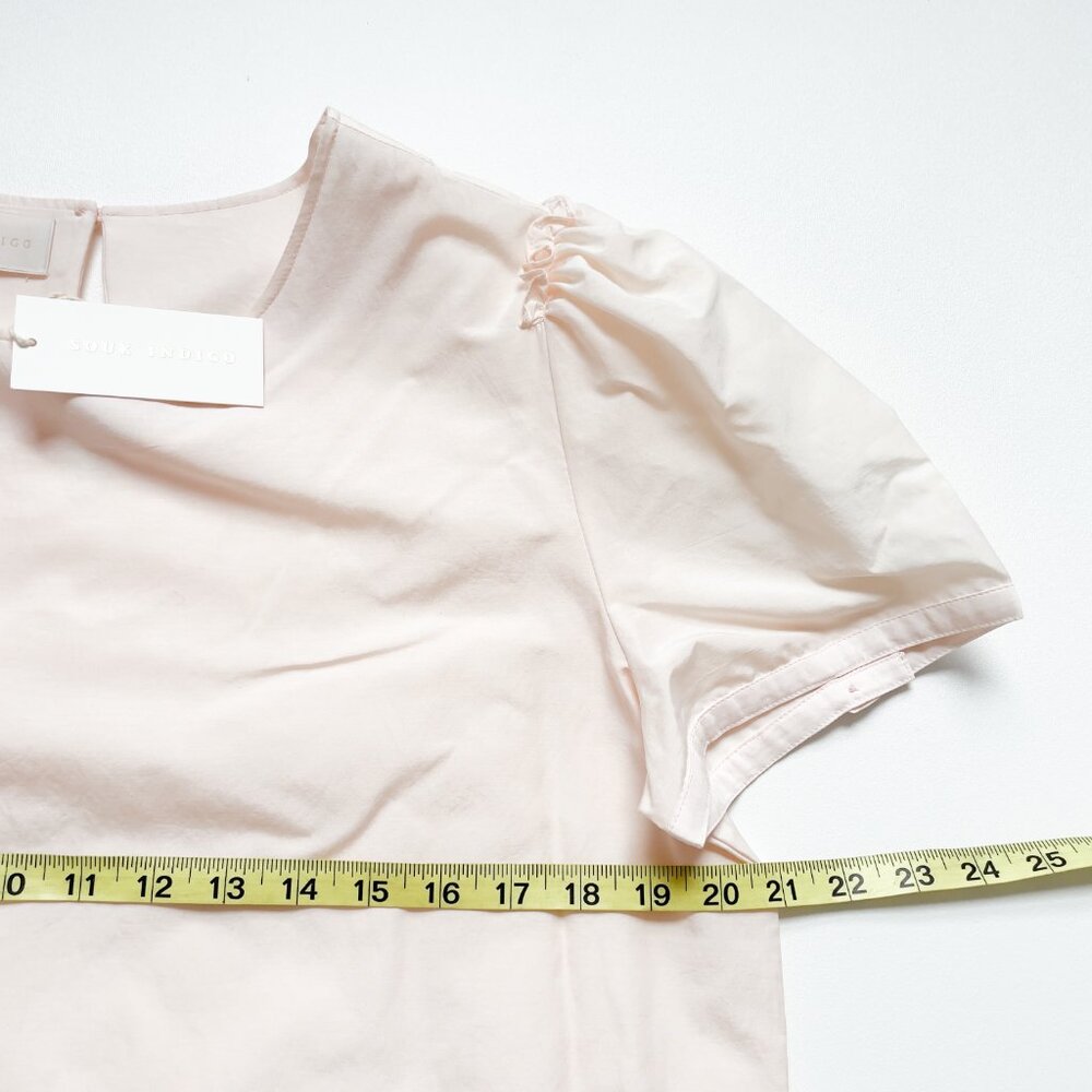 Souk Indigo Jane Puff Sleeve Blouse Cotton Silk Soft Pink Size Medium NEW NWT - Picture 9 of 11